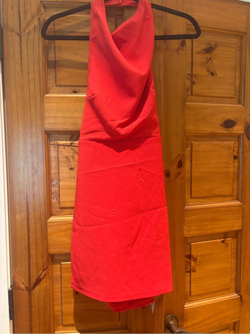 SHEIN Red Backless Cowl Neck Dress